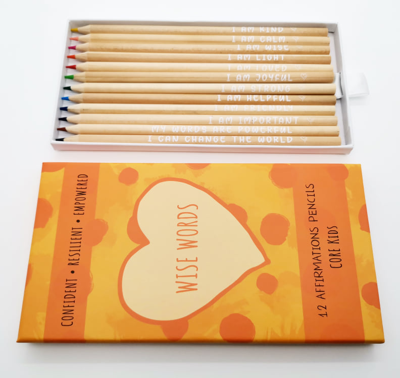 Wise words affirmation coloured pencils